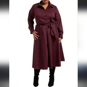 Pari Passu Poplin Shirtdress Bordeaux Size C5/20 Button Down Office Siren Work